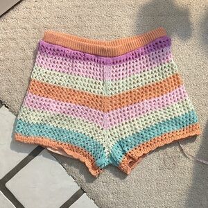 Art Class Multicolor Crochet Women Shorts
